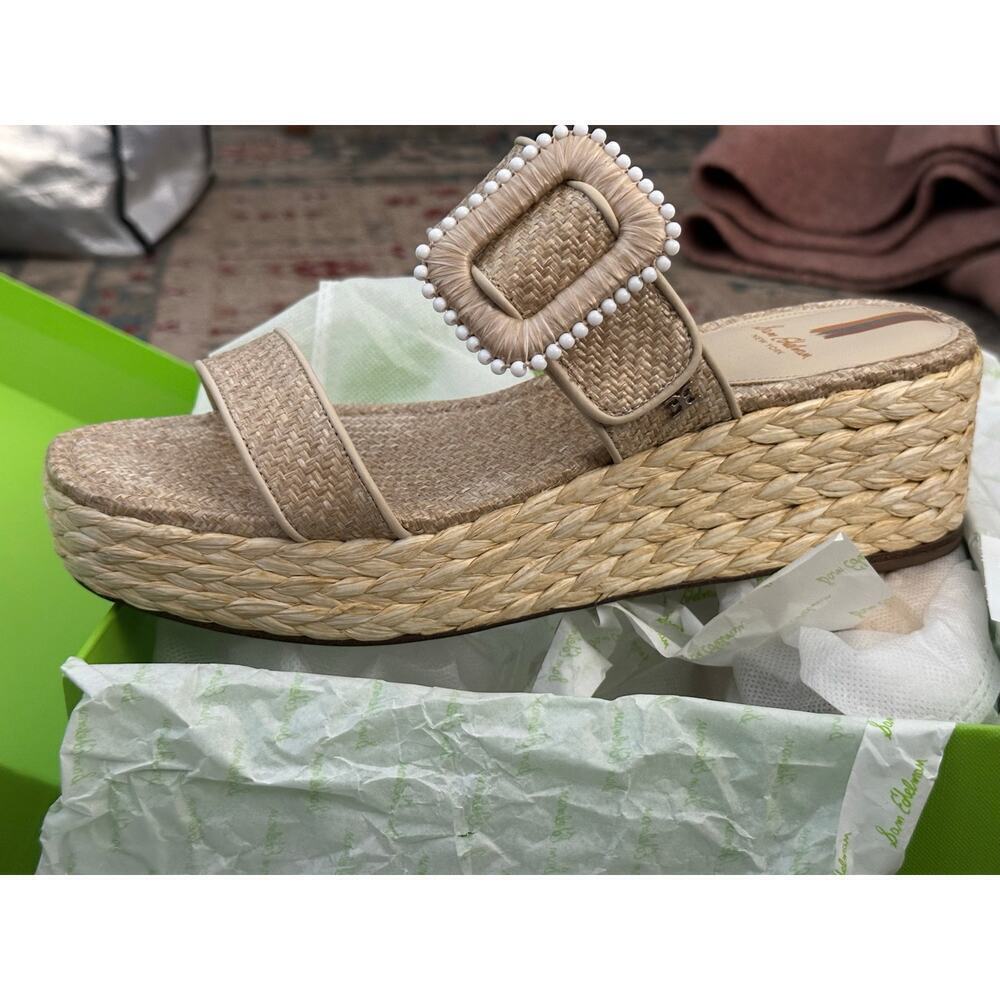 Sam Edelman Women's Cream Chase Buckle Woven Espadrilles Wedge Sandals Size 10 - Picture 4 of 10